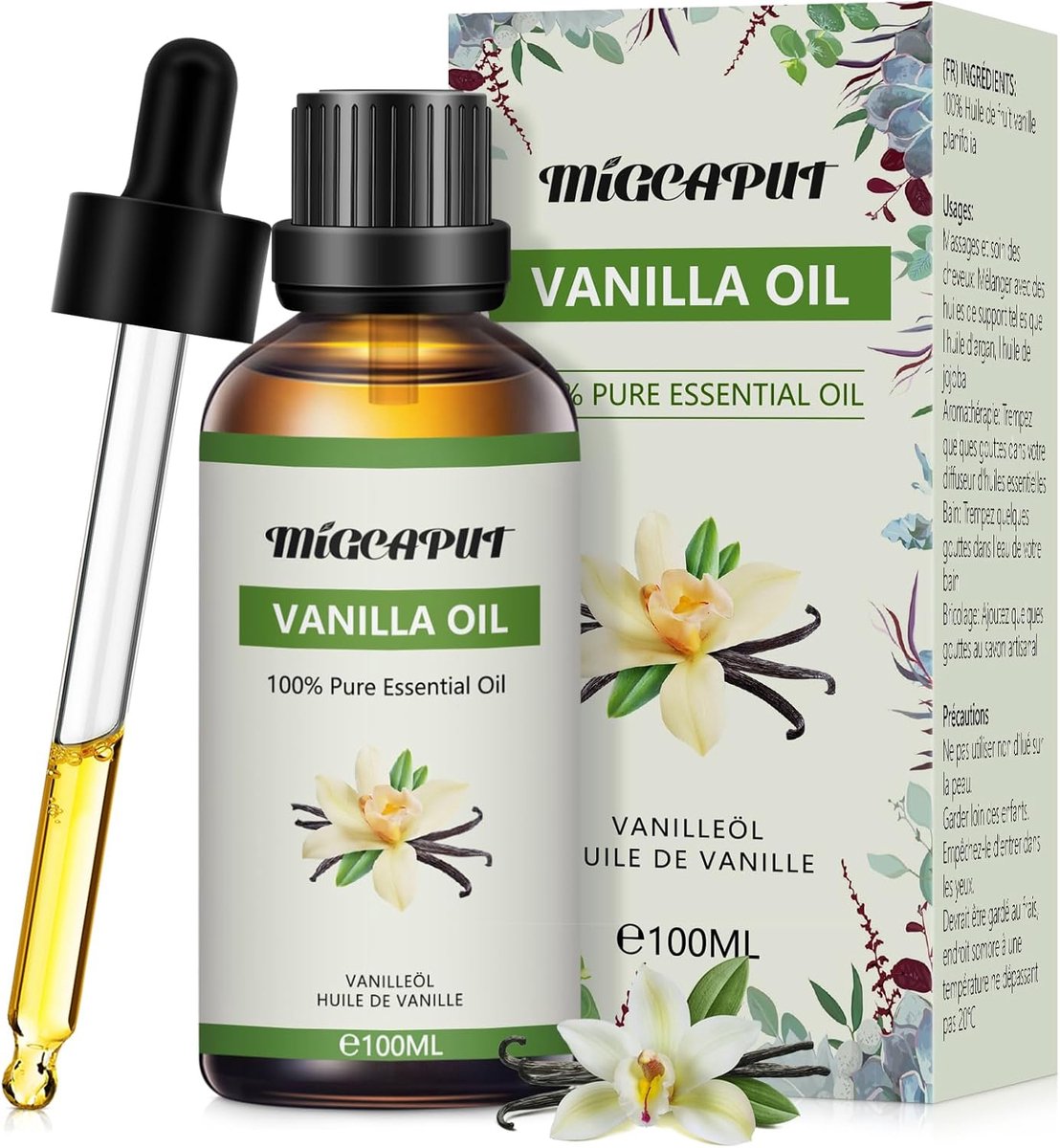 Thijox - Vanille Etherische Oliën 100ML, 100% Natuurlijke Aromatherapie Olie voor Diffuser, Luchtbevochtiger, Massage, Bad, Ontspannen, Kalmeren, Kwal