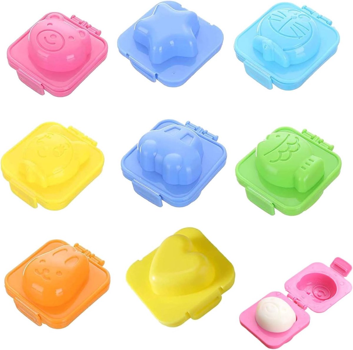 Thijox - Eivormer Mal Set - 8 Stuks Polypropyleen Voor Gekookte Eieren & Sushi Rijstvorm - Niet-klevend, Compact Ontwerp - Ideaal Voor Thuis, Feest, C