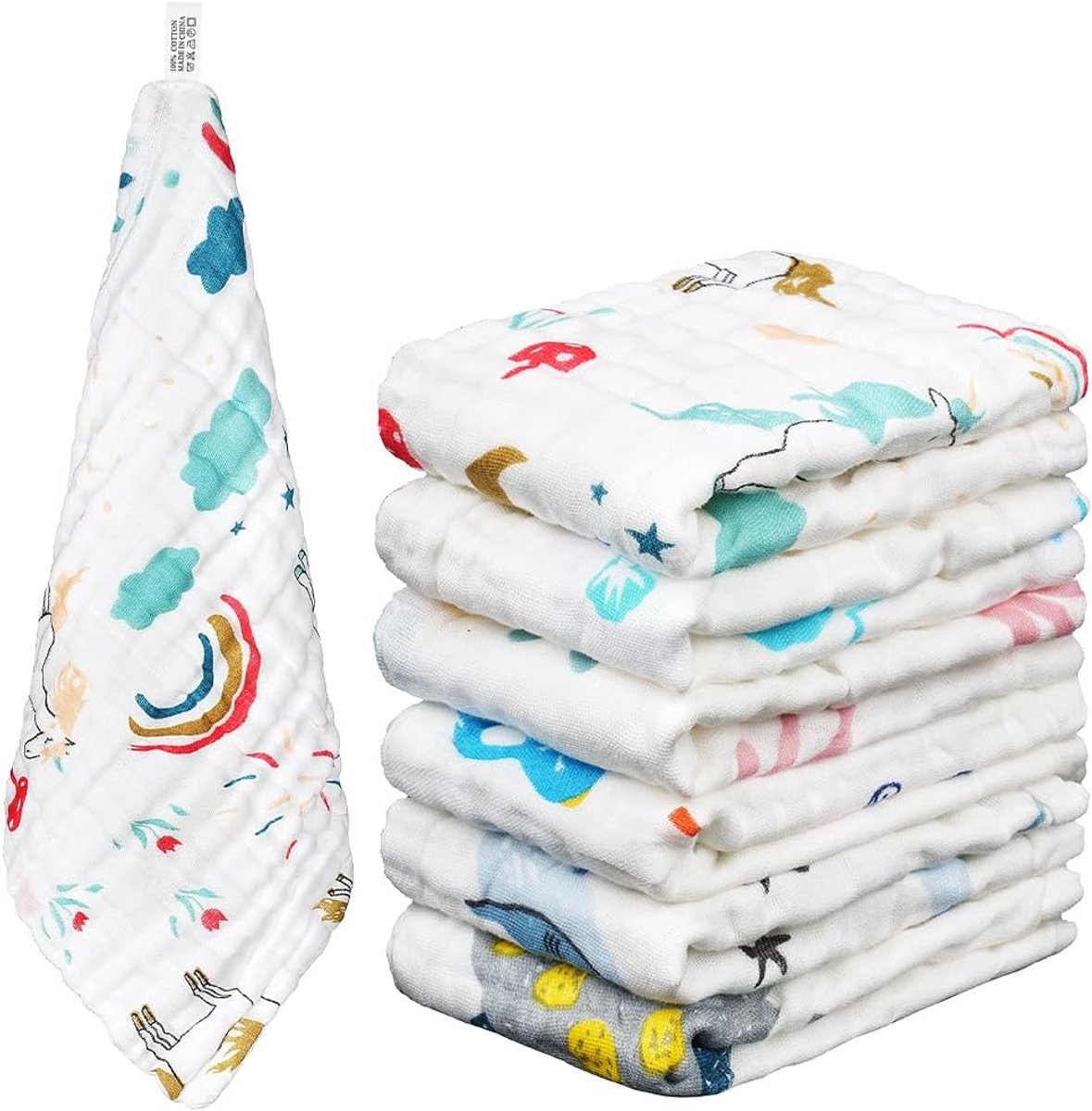 SnelShoppen - Pack van 6 Baby Muslin Doeken 30 x 30 cm - Zachte, Absorberende en Ademend Borstvoeding Doeken - 100% Katoen voor Jongens en Meisjes