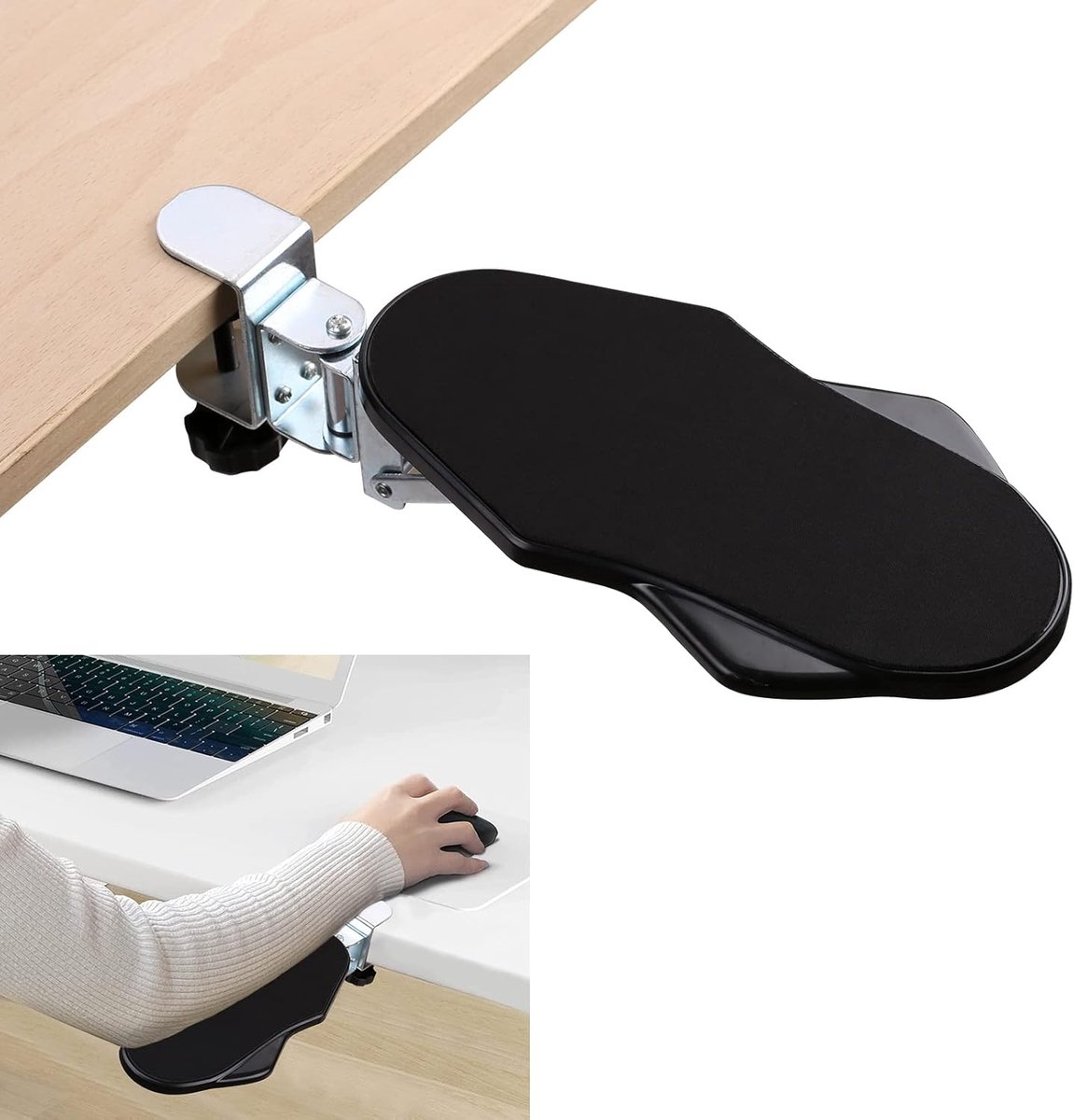 SnelShoppen - Ergonomische Armsteun, Polssteun, 180° Draaibaar, Verstelbare Armsteun, Bureau Extender voor Thuis en Kantoor, Zwart