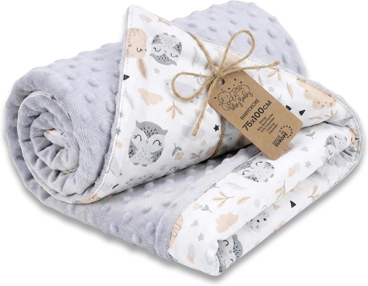 SnelShoppen - Babydeken Cuddly Deken All-Season 100x75 cm Minky – Dubbelzijdig Fleece Katoen Warm Zacht Fluffy Kinderen Nieuwborn Beddegoed Reversible