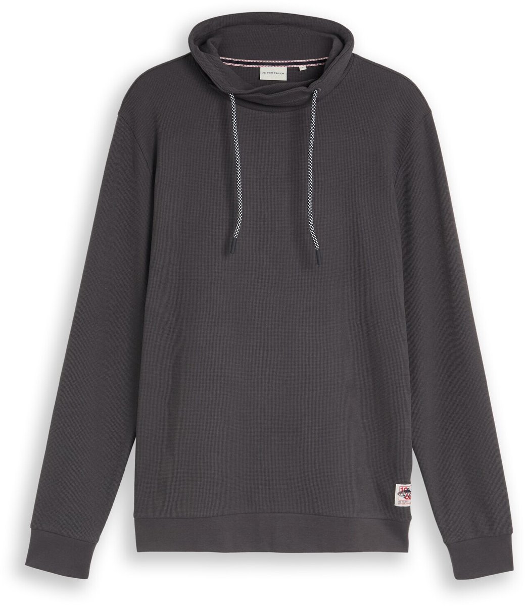 Tom Tailor - Snood-shirt met lange mouwen en wafelstructuur - Maat XXL - Tarmac Grey