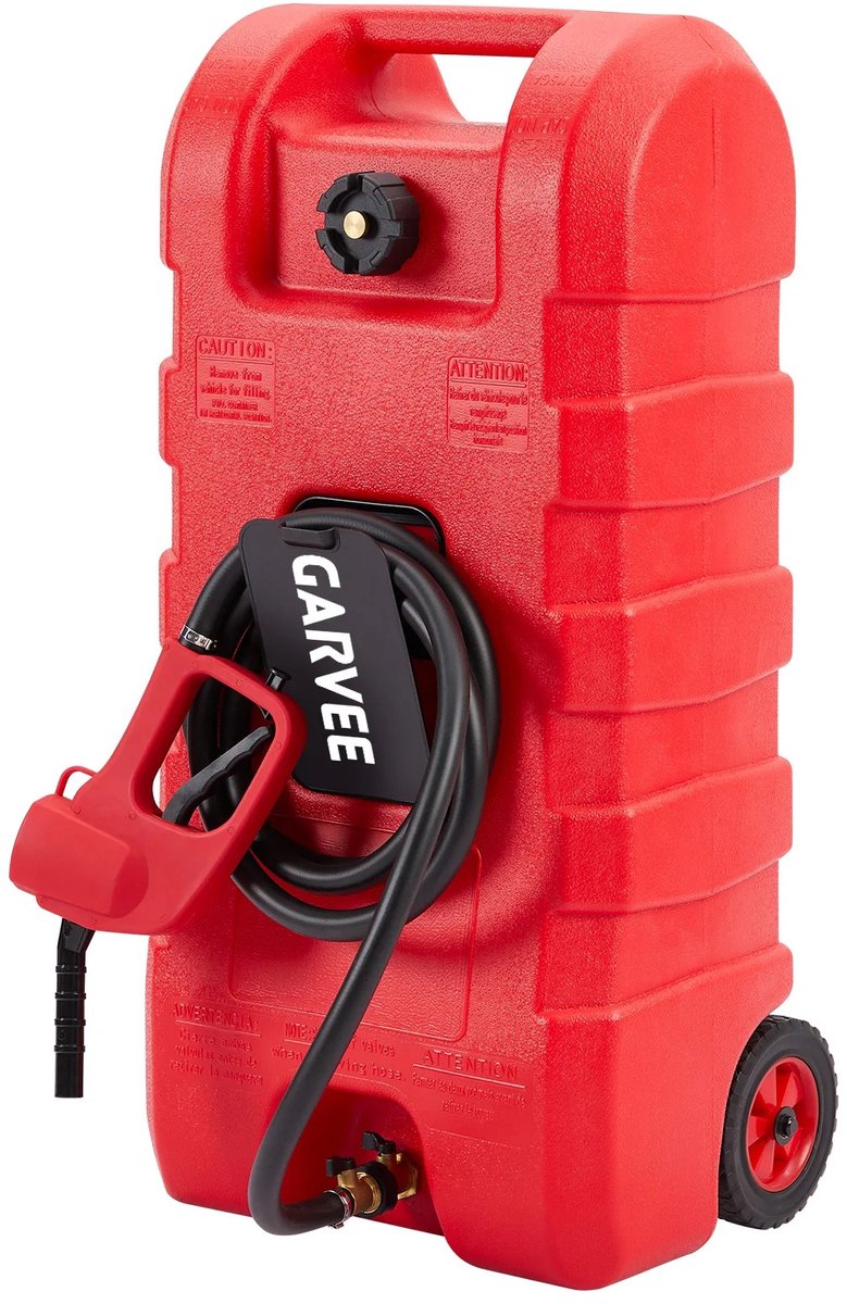 RosaBloom Jerrycan - Mobiele Brandstoftank - Brandstofcontainer - 15 Gallon Capaciteit - Handmatige Sifonpomp - 43x33x86cm - Rood