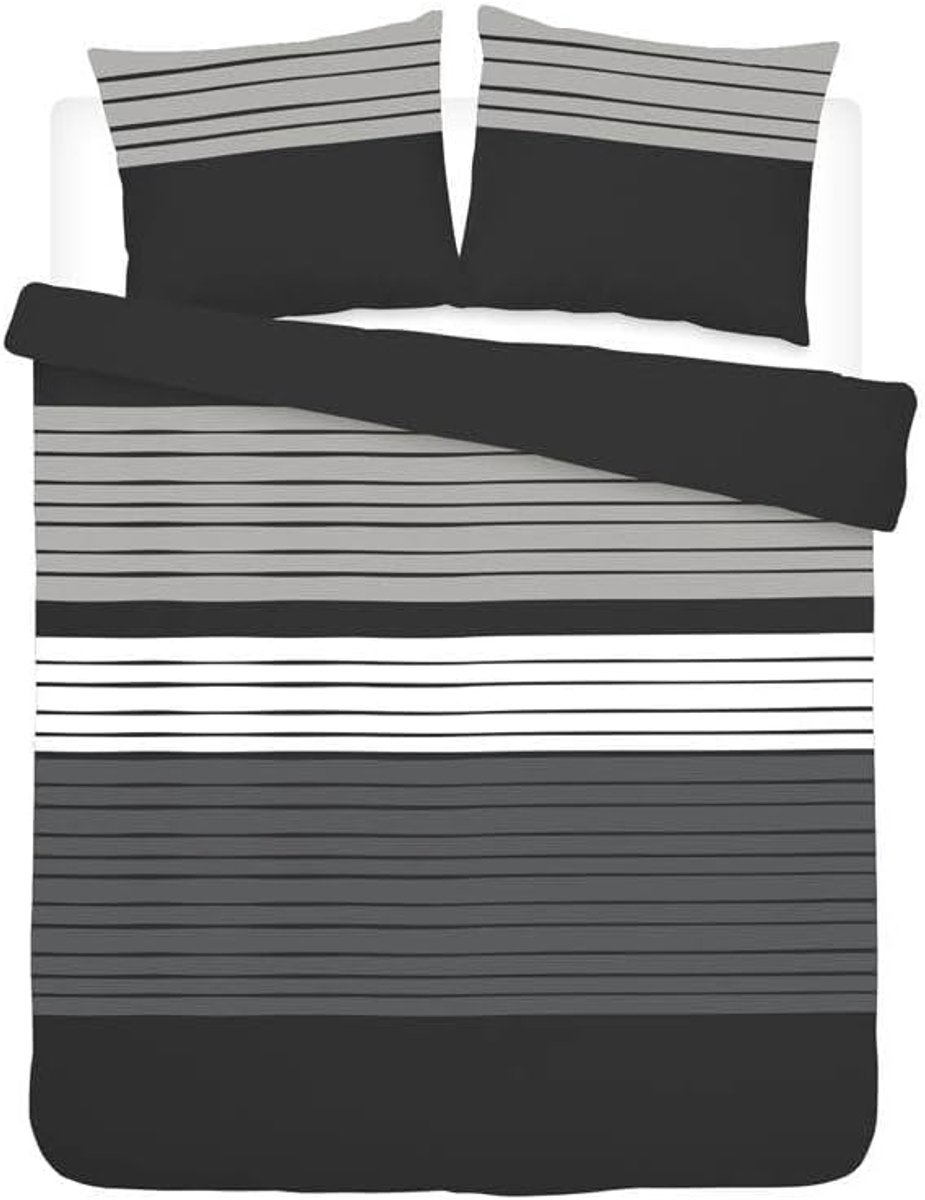 Thijox - Snoozing Davina Dekbedovertrek 240x200/220 cm - Zwart - Inclusief 1 Kussensloop 65x65 cm - Luxe Katoen - Perfect voor Slaapkamer en Gastenkam