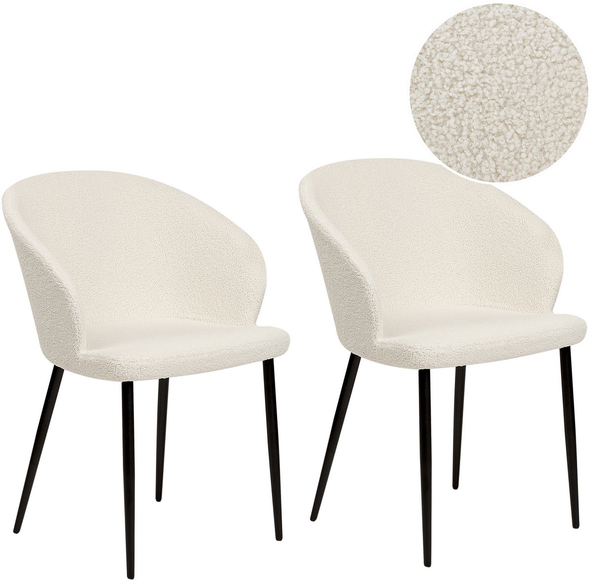 MASON - Eetkamerstoel set van 2 - Gebroken wit - Polyester