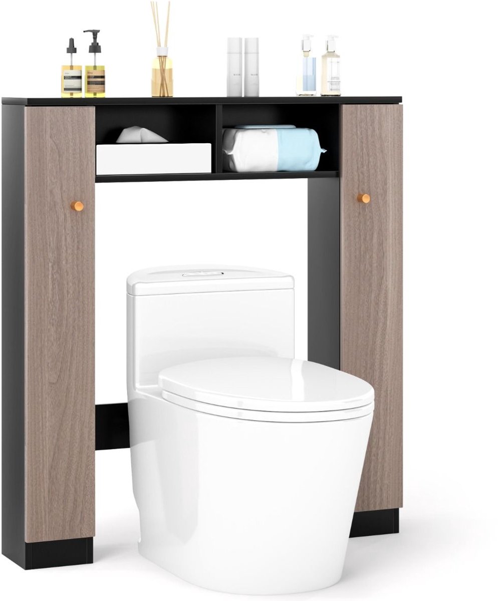 SureDeal® - Badkamerkast - Badkamerplank Boven Toilet - Dubbele Deur Open - Verstelbare Pl