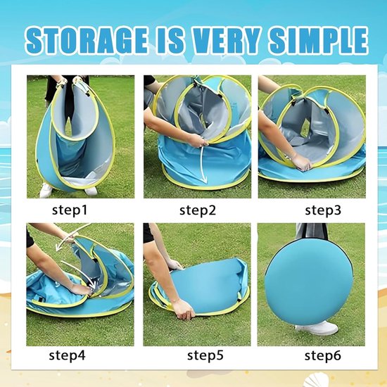 Oranje strandschelp pop-up tent voor baby's en peuters met UPF 50+ uv-bescherming en waterdichte bodem, ideaal voor strand en buitenactiviteiten — afbeelding 4
