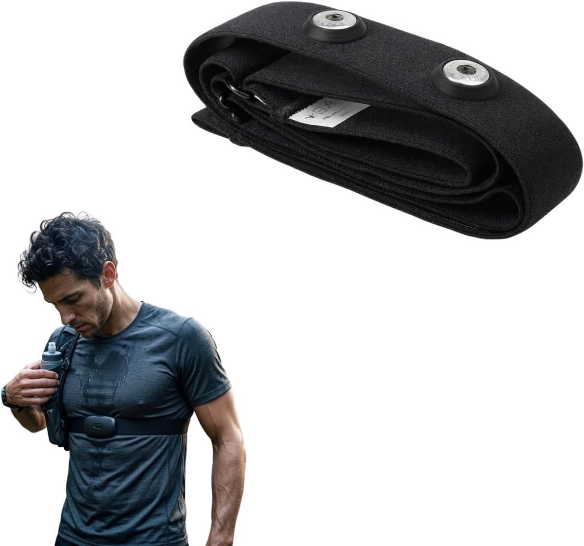Cardio Borstband - Hartslagband Vervanging - Hartslag Meten - Ademend Elastisch Materiaal - 70-110 cm - Zwart