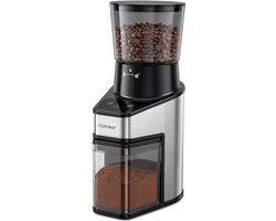 COSTWAY Elektrische koffiemolen met conische maalschijf, espressomolen met 60 maalstanden, timer van 1-60 seconden en capaciteit voor 1-8 kopjes, 250 g koffiebonen, borstel en klem, zwart