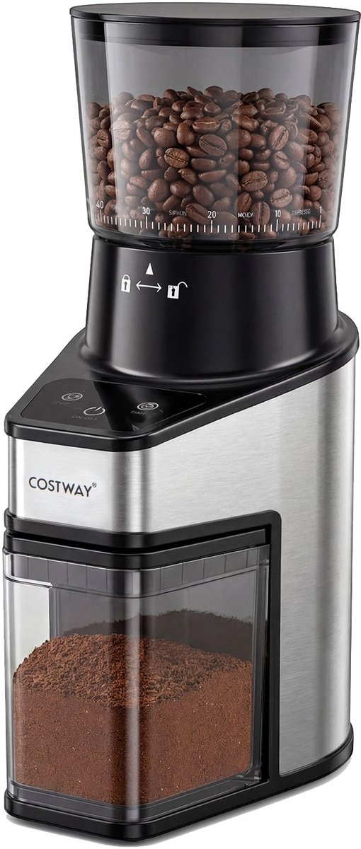 COSTWAY Elektrische koffiemolen met conische maalschijf, espressomolen met 60 maalstanden,