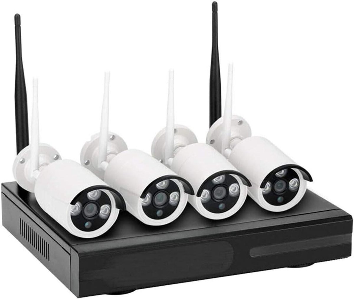 Bewakingscamera Set - Beveiligingscamera Kit - Huis Beveiligen - Draadloos Signaalbereik - 4 Kanalen - Wit