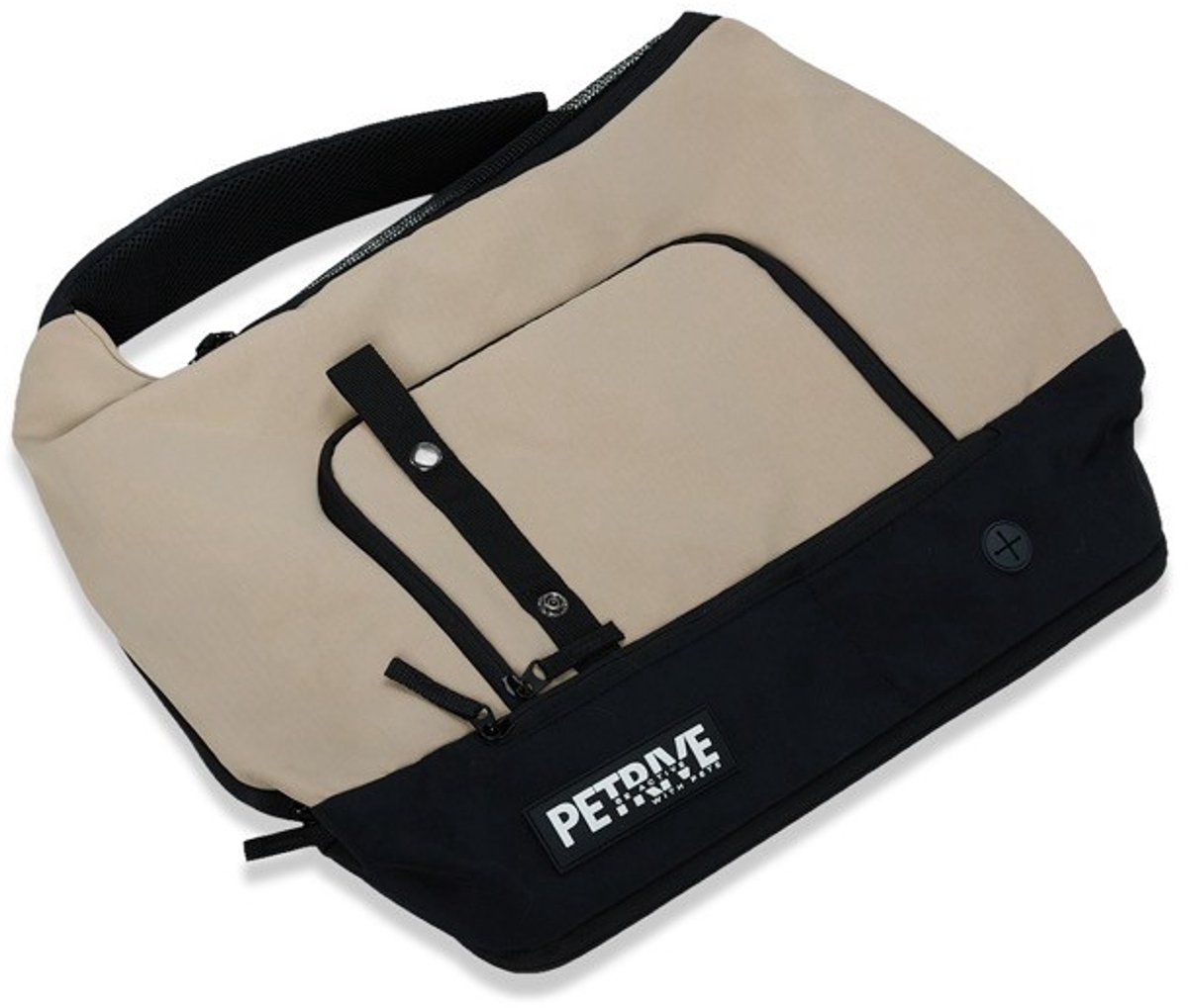 PETRIVE CROSSBAG Draagtas voor Hond en Kat – Schoudertas en Transporttas – Tot 9 kg – Beige