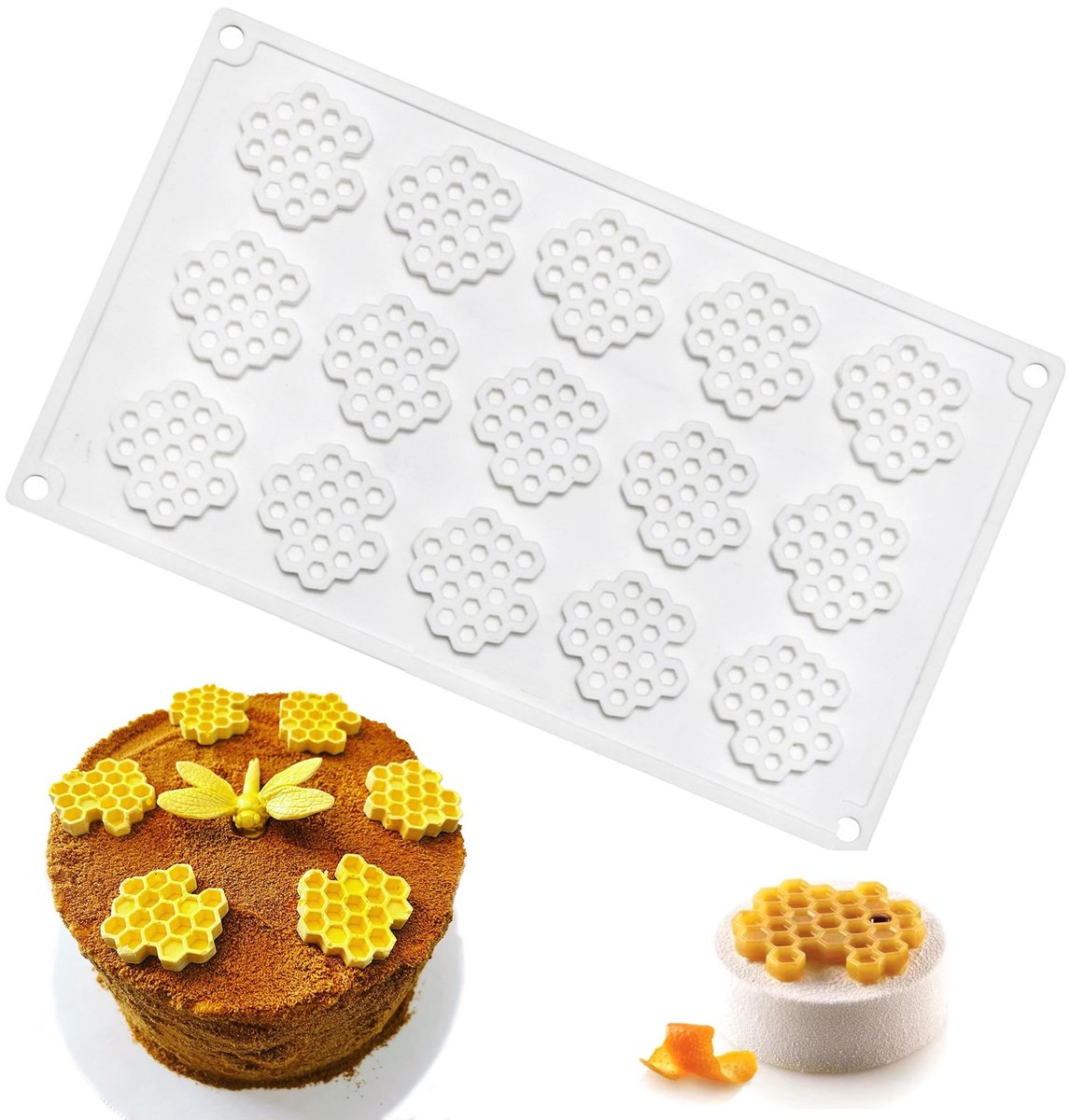 Dailygoods- Siliconen Mal 15 Holtes - 3D Cakevorm - Bakvorm voor Chocolade - Koekjes/Vorm Taartdecoratie - Hoogwaardige Siliconen - Gebruikstips inbegrepen