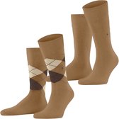Burlington Everyday 2-Pack gedessineerd katoen multipack sokken heren beige - maat 40-46