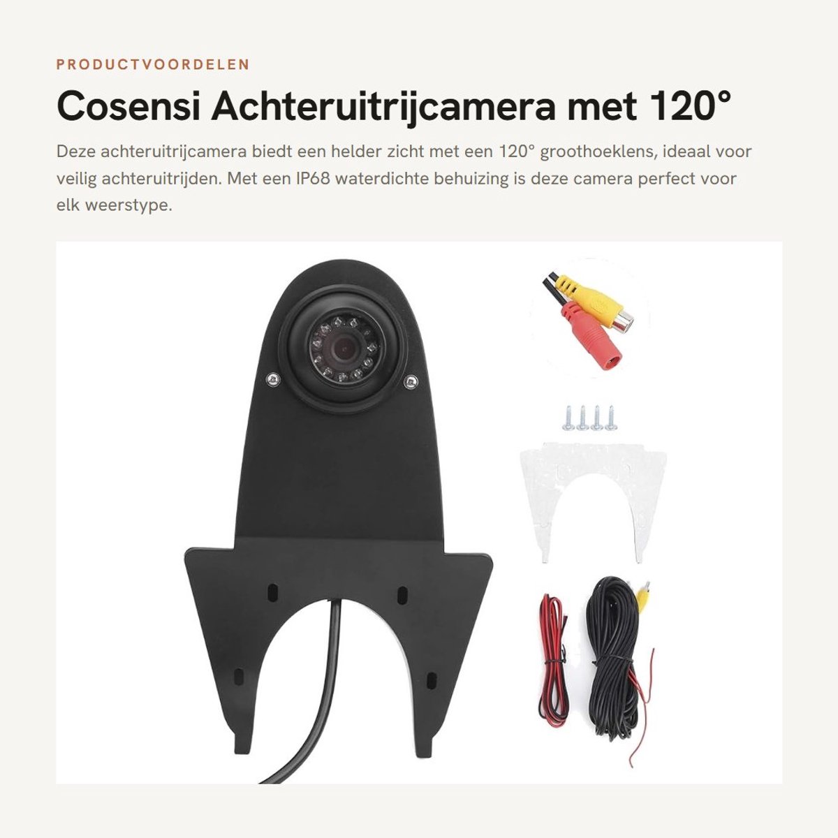 Dailygoods- Achteruitrijcamera 120° Weitwinkel - IP68 Waterdicht - Geschikt voor Viano/Sprinter/Vito - Professioneel - Auto-accessoires - Hoge kwaliteit - Camera