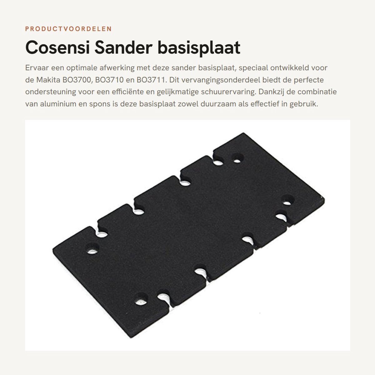 Dailygoods- Basisplaat Aluminium/Spons - Ondersteuningspad - Geschikt voor Makita BO3700/BO3710/BO3711 - Afmetingen 183x90x7 mm - Duurzaam - Verlengde levensduur - Schuurplaat