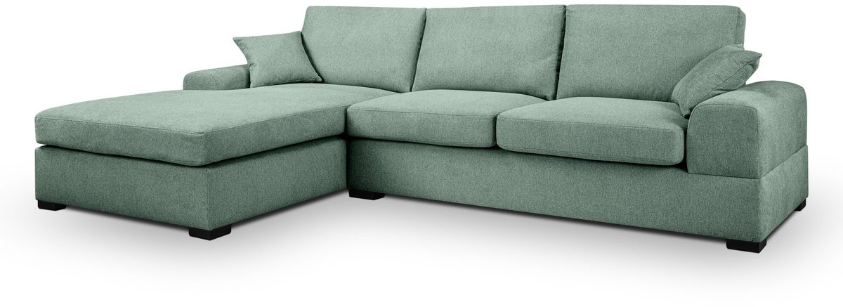 Veda L-vormige sofa links petroleum - Moderne loungebank met textiel stof