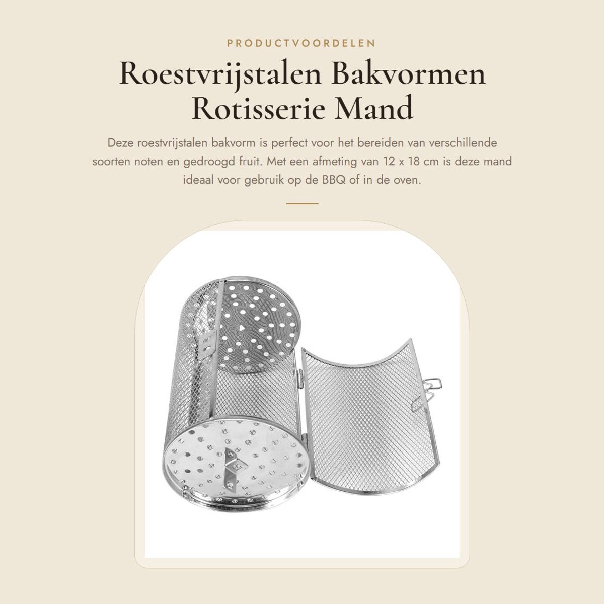 Dailygoods- Bakvorm Roestvrij Staal - Bakvorm 12x18cm - Grillmand BBQ - Oven Bakken - Geschikt voor Noten - Eenvoudig Schoon te Maken