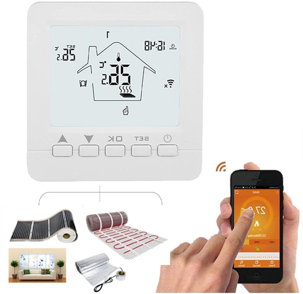 Digitale Thermostaathygrometer - Slimme Kamertemperatuurregelaar - Verwarming Regelen - Wifi Connectiviteit - AC 100-240VAC - Wit
