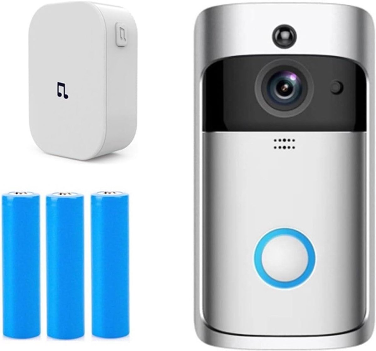 Video Deurbel Wifi - Slimme Camera Deurtelefoon - Veiligheid Thuis - 166 Graden Groothoek - 2.54 cm - Zilver