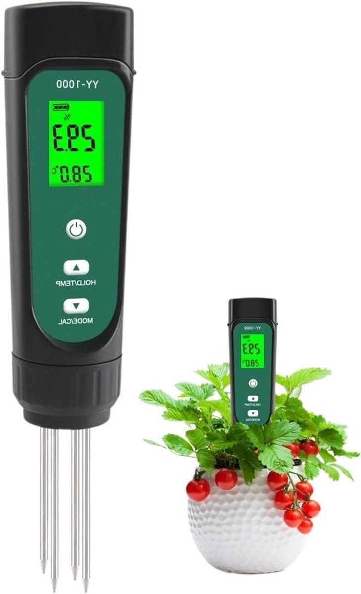 Bodem EC Temperatuurmeter - Vochtmeter Potplanten - Planten Verzorgen - 3 In 1 Meting - 001-2000 ms/cm - One Color