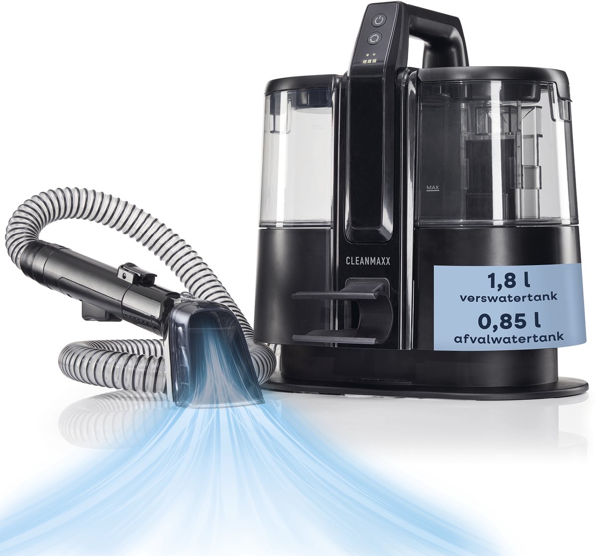 CLEANmaxx accu-meubel- en tapijtreiniger Pro | compacte waszuiger voor effectieve natte reiniging | nat- en droogzuiger en meubelreiniger in één | natzuiger voor kamperen, op reis, in de auto en in de tuin