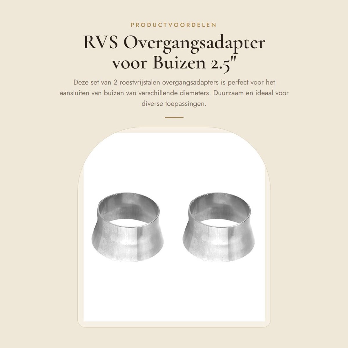 Dailygoods - RVS Overgangsadapter voor Buizen 2.5" naar 3"