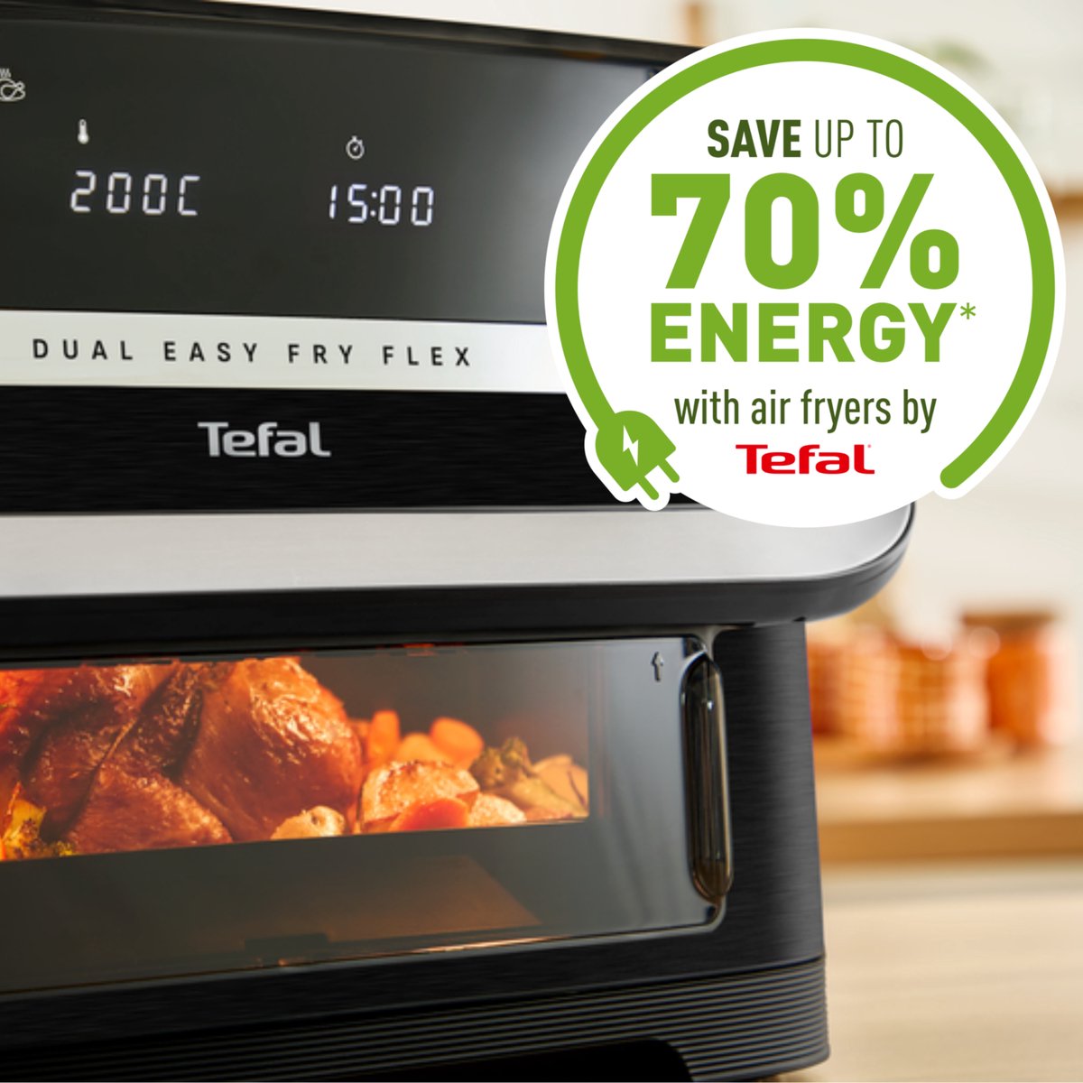 Tefal Dual Easy Fry Flex EY9228 Airfryer met 2 Lades - afbeelding 3
