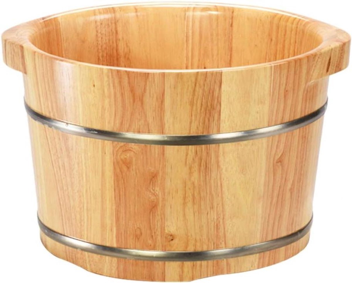 Voetenbad Ton - Voetenbad Vat Hout - Ontspanning Bevorderen - Naadloze Waterdichte Verbinding - 26 cm Hoog - Houtkleur