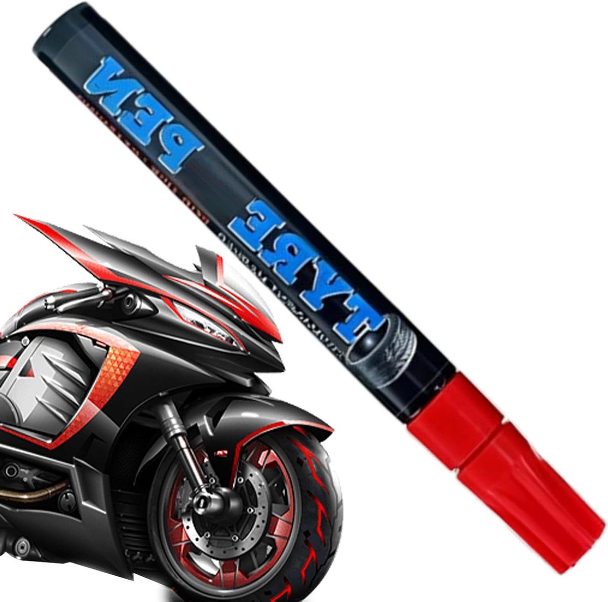 Banden Verf Pen - Velgen Marker - Voertuig Personaliseren - Snel Droog Permanent - 14 cm - Rood