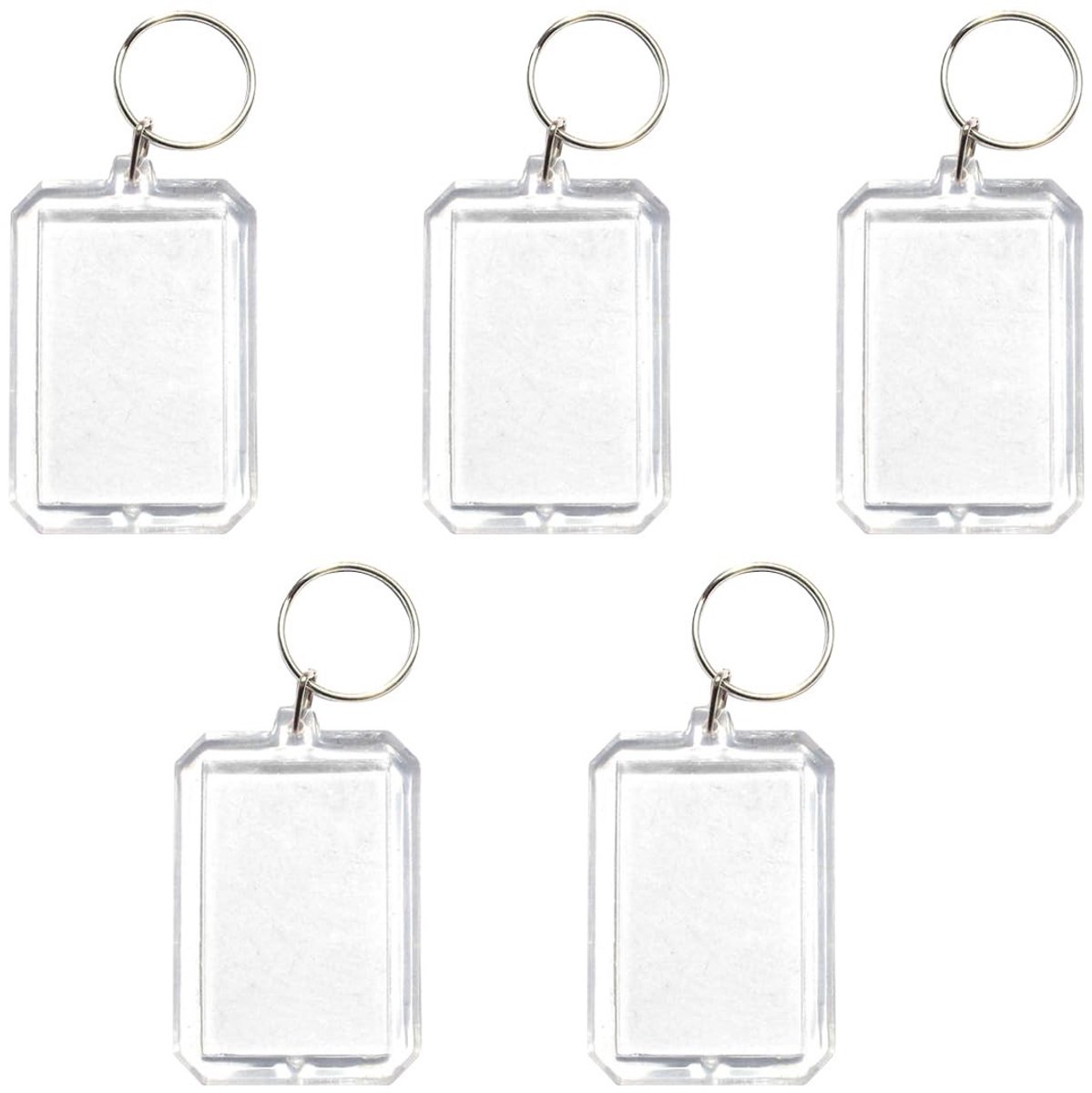 Dailygoods - Acryl Fotosleutelhangers - Transparante Fotolijst - Onmisbaar voor Sleutels - 5 stuks - Sleutelhanger met Foto - Geschikt voor Auto