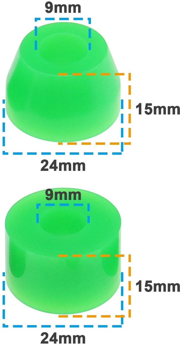 Dailygoods- Bushings 12 Stks - 90A Hardheid - Rebuild Kit - Pivot Cups - Schokdemper - Bekerringen - Hoogwaardige prestaties - Skateboard Bushings