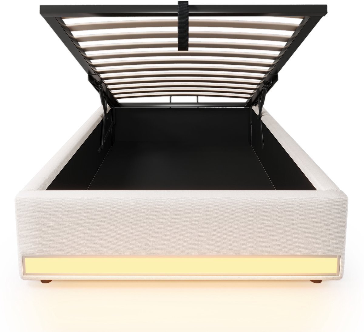 COVREO Bedframe 90x200 cm - beige, LED verlichting, zonder matras