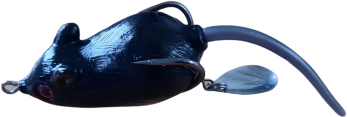 Albatros Natural Killer Field Mouse 4,5 cm | 10,5 gram topwater muis kunstaas voor snoek Black Mouse