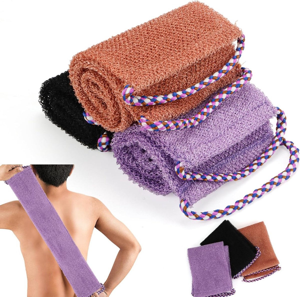 3 Stuks Mesh Spons voor Douche, Netwerk Spons voor Lichaamsverzorging, Exfoliërende Scrub Spons voor Mannen en Vrouwen, Perfect voor een Verfrissende Badervaring
