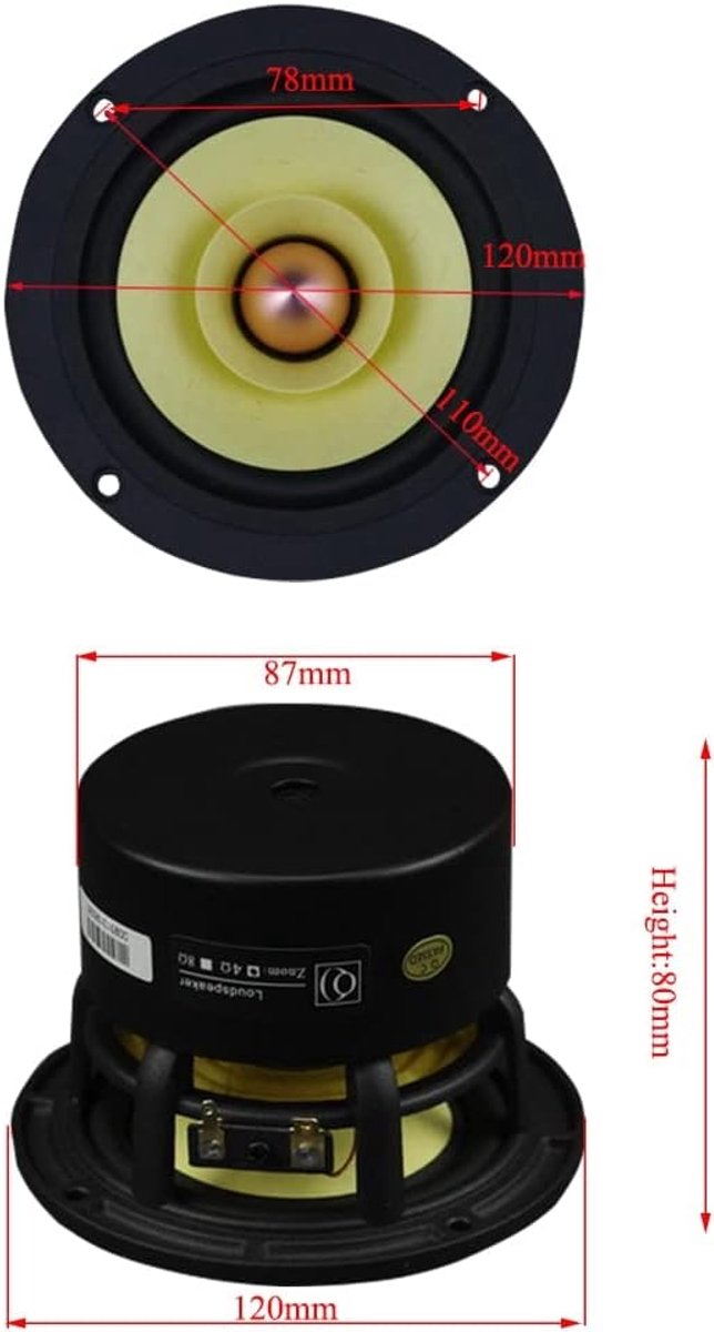 Hifi Speaker - Full Range - Muziek Luisteren - Gegoten Aluminium - 4 Inch - Zwart — afbeelding 3