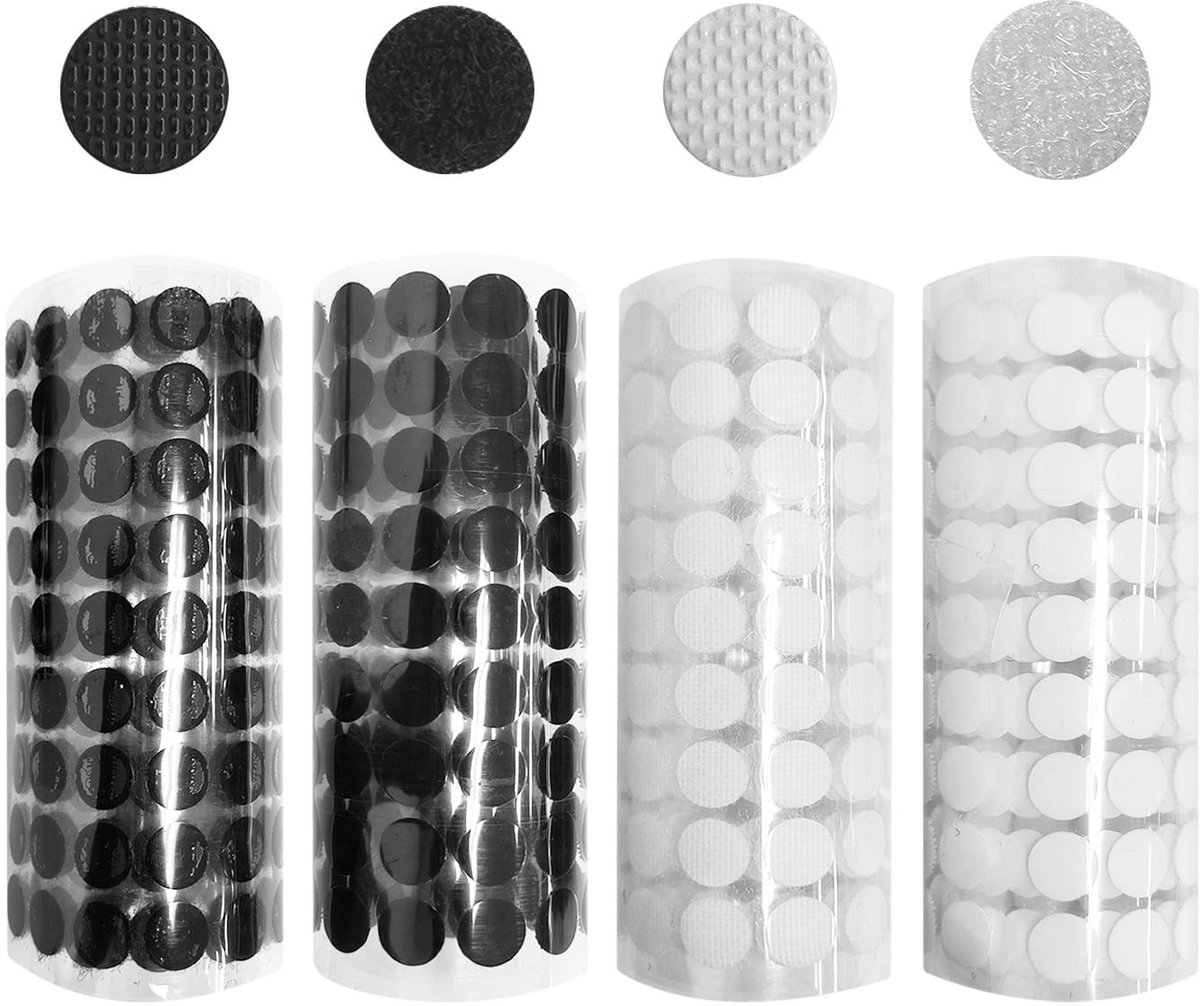 Dailygoods- Plakpunten 540 Paar - Zelfklevende Ronde Plakpunten - Dubbelzijdige Kleefpunten - Witte/Zwarte Stickers - 10 mm Diameter - Sterk Hechtingseffect