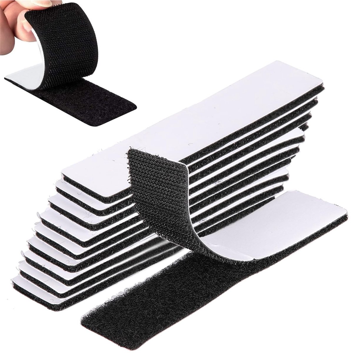 Dailygoods- Klittenband Extra Sterk - 10 Stuks - Zelfklevend - Dubbelzijdig - Waterbestendig - 3 x 10 cm - Duurzaam Nylon - Hechtingsband
