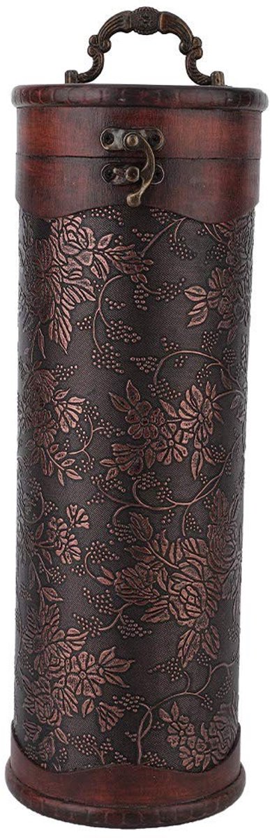 Dailygoods- Wijnopbergdoos Houten - Draagbaar - Vintage - Enkele Rode Wijnkist - Retro - Afmetingen 34 x 11,5 x 11 cm