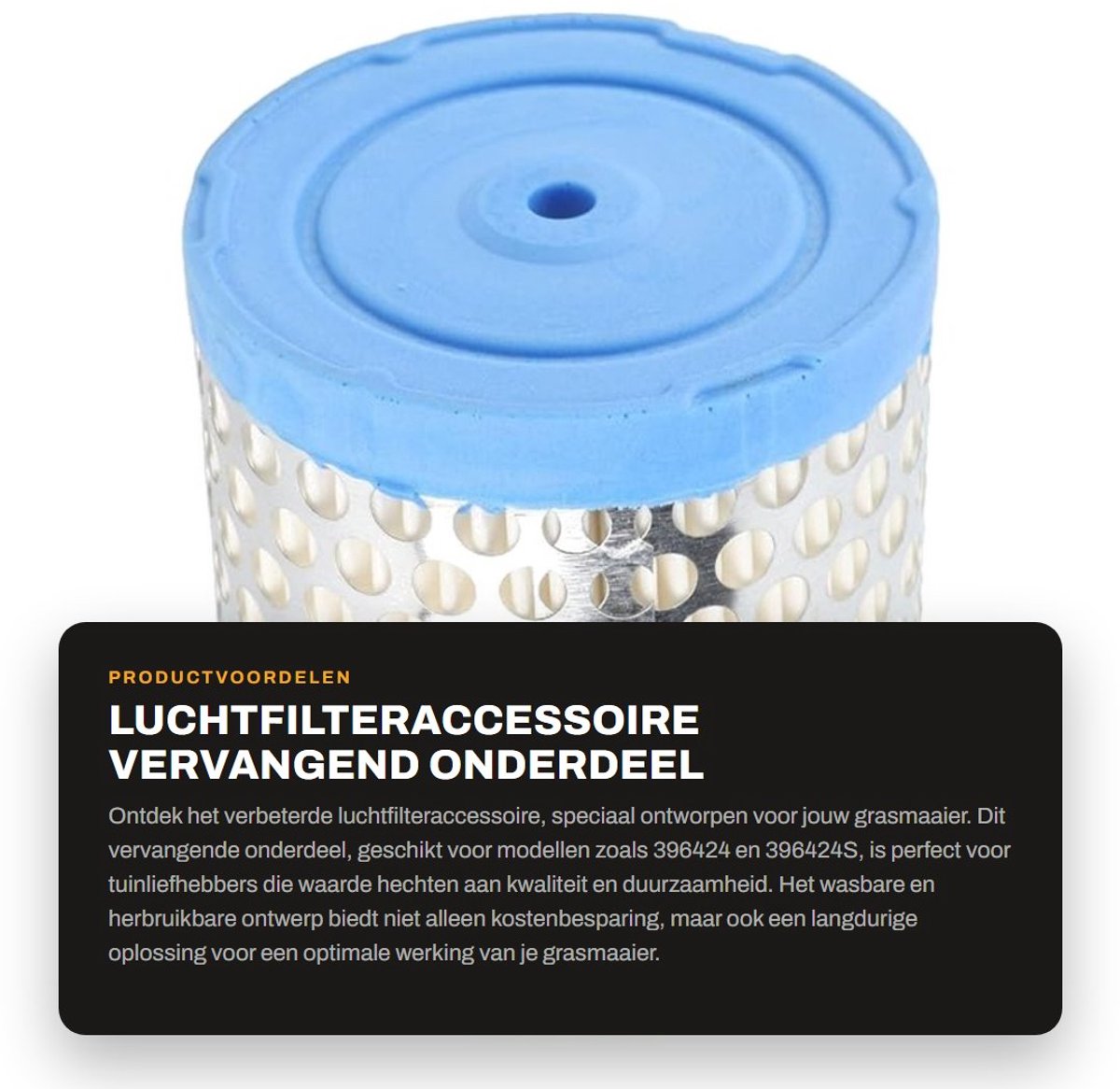 Dailygoods- Luchtfilter Wasbaar - Geschikt voor Briggs 396424/396424S - Vervangend Onderdeel - Kunststof - Hoge Luchtstroom - Uitstekende Filtratie - Grasmaaierfilter
