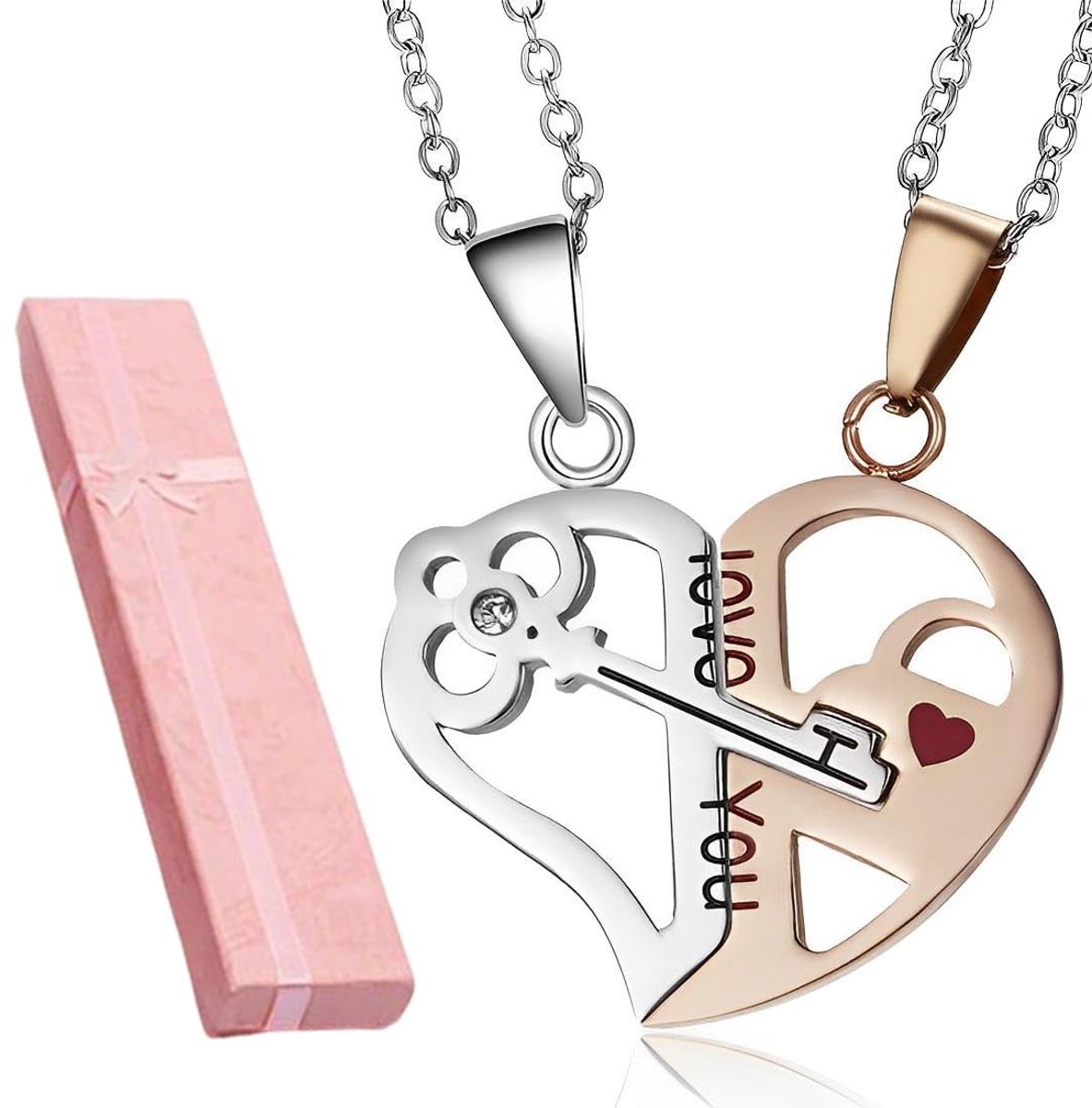 Dailygoods- Halsketting Magnetisch - Engelenvleugels - Partnerketting - Verstelbaar - Hypoallergeen - Romantisch Cadeau