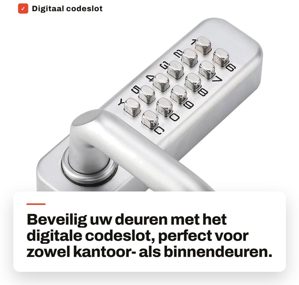 Dailygoods- Codeslot Digitale Beveiliging - 1-11 Cijfers Combinatie - Sleutelloos - Insteekslot - Geschikt voor Kantoordeuren - Eenvoudige Installatie - Digitale Deurvergrendeling