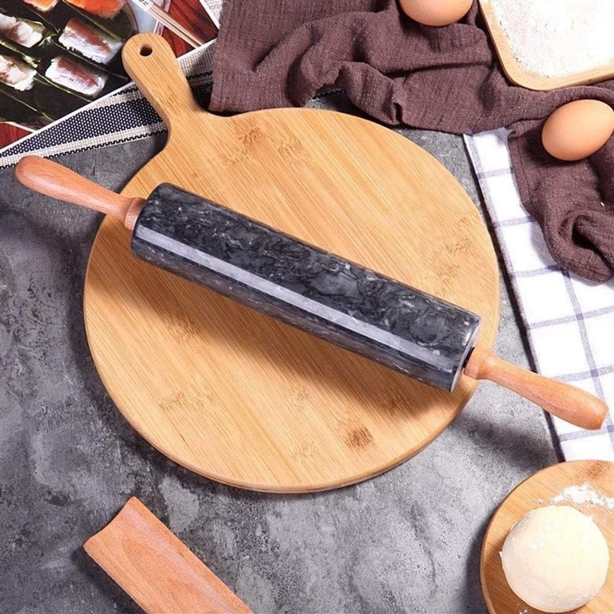 Marmeren Deegroller - Bakroller - Deeg Uitrollen - Natuurlijk Koel Oppervlak - Niet Gespecificeerd - Wit