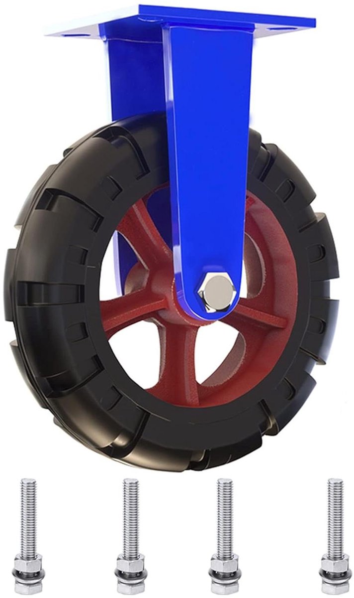 Industriële Zwenkwiel - Vast Wiel - Zware Objecten Verplaatsen - Schokabsorberend Rubber - 6 tot 12 Inch - Zwart