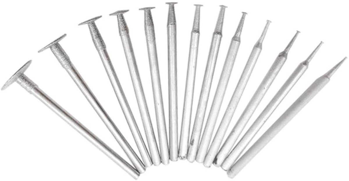 Dailygoods - Diamant slijpboorset - 13 stuks - Hoogwaardig en duurzaam - 2,35 mm schacht - Voor glas en steen - Voor rotatiegereedschap