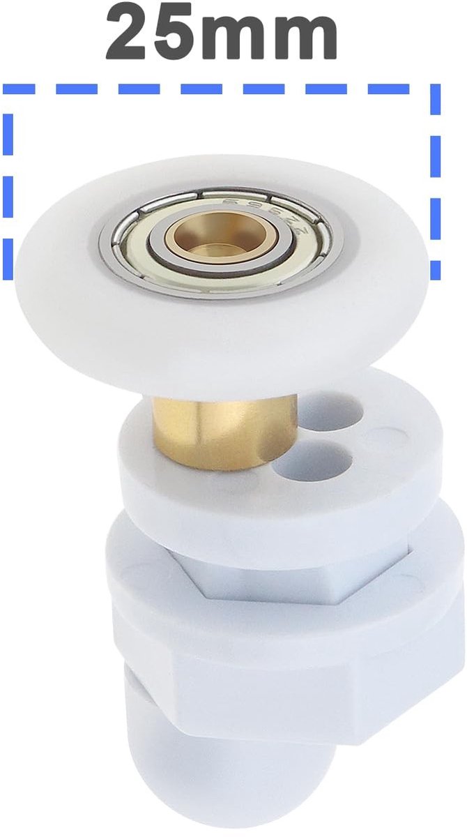Dailygoods- Douchedeurrollen 8 Stuks - 25 mm Roldiameter - Geschikt voor 4-6 mm Glazen Deuren - Koper/POM - Ultra-Stil - Eenvoudige Installatie - Douchedeurwielen