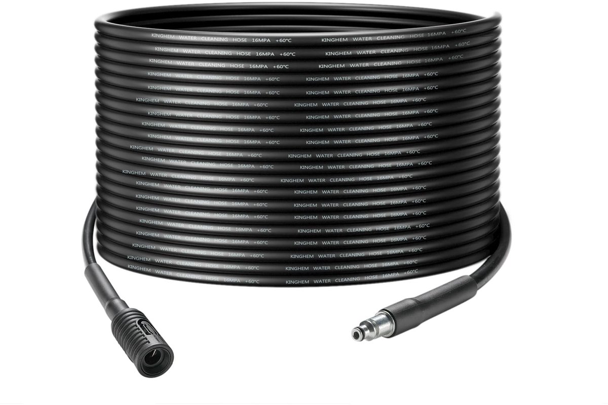 Dailygoods - Verlengslang voor hogedrukreiniger - 15M lang - Duurzaam en sterk - Zwart - Quick Connect fittingen - Geschikt voor hogedrukreinigers