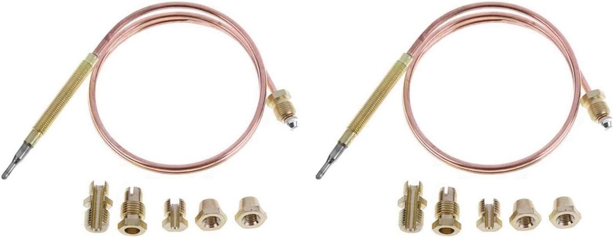 Thermokoppel Set - Gasbrander Onderdeel - Gastoestel Reparatie - Universele Verstelbare - 600mm Lengte - Zilverkleurig