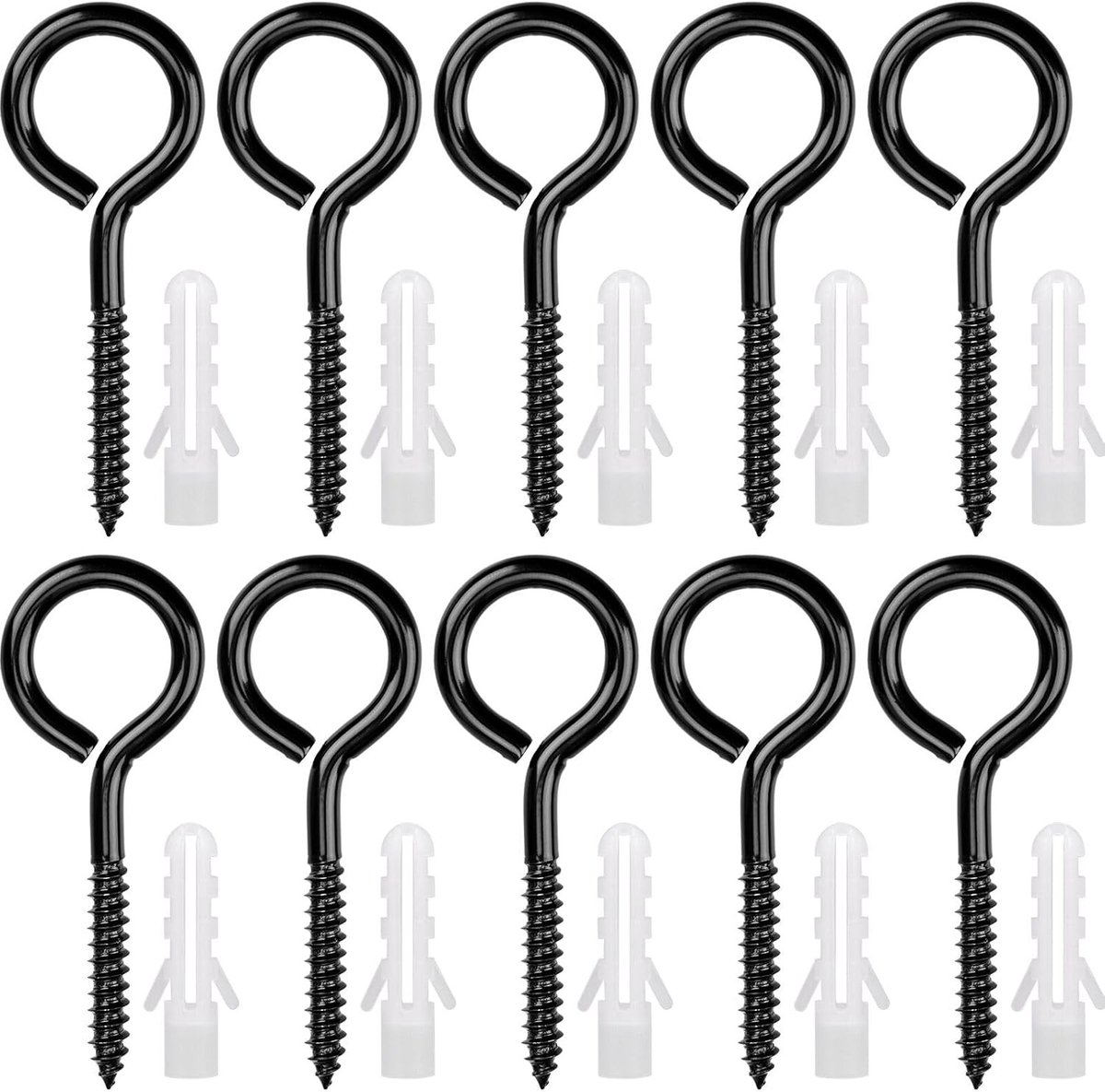 Set van 10 RVS Oogschroeven M6 x 80 mm - Sterke Ooghaken voor Hangmatten, Zonneschermen en Plantenhangers