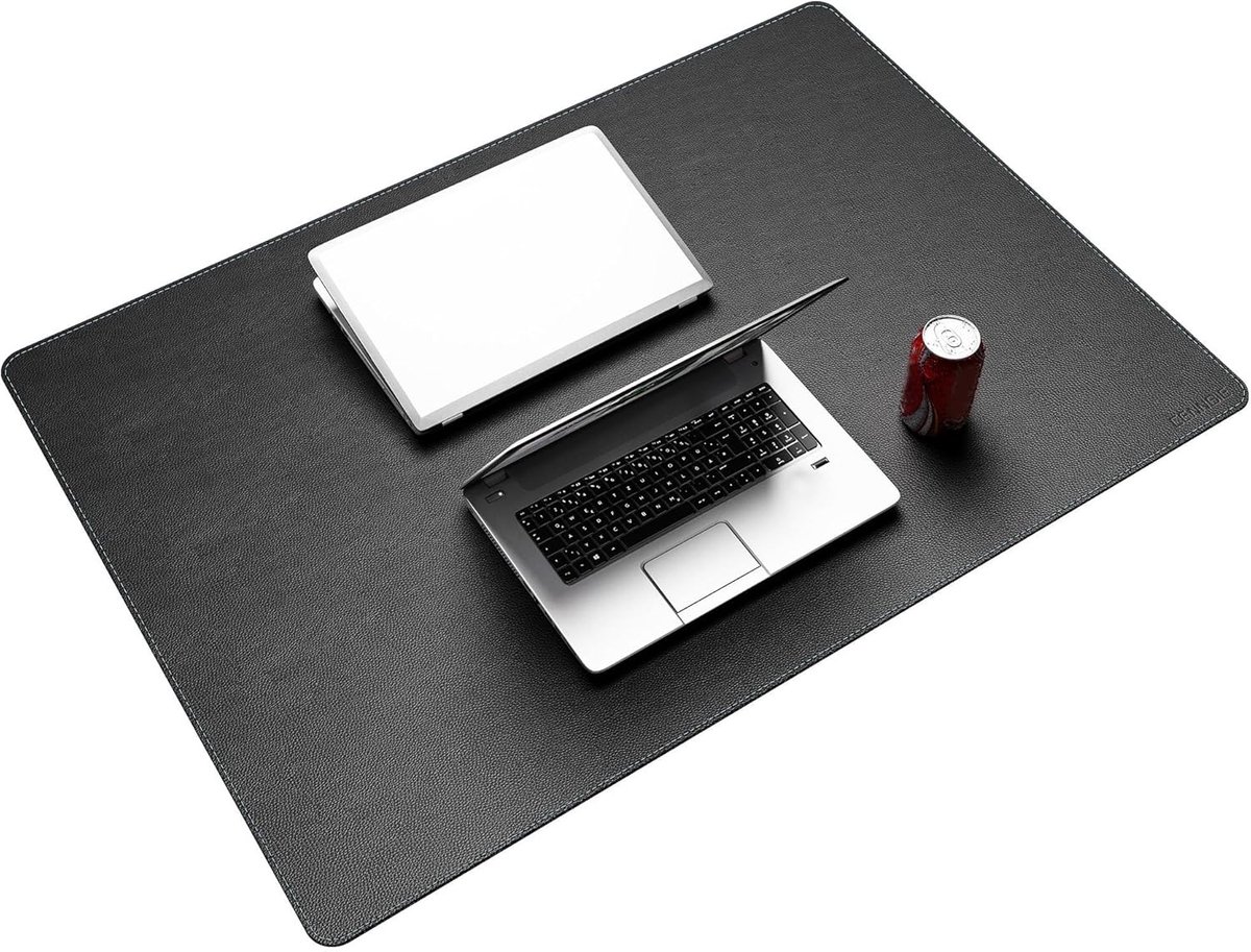 Grote, waterdichte bureauonderlegger van PU-leer - Antislip, gemakkelijk schoon te maken - Ideaal voor kantoor en thuiskantoor - 100x70 cm - Zwart